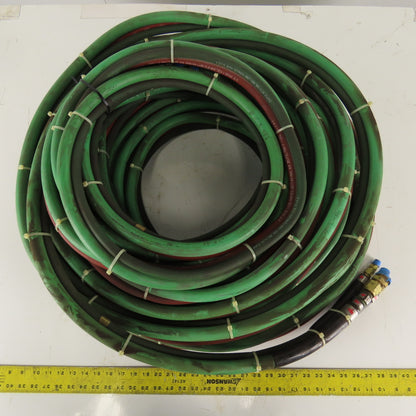 100' OXYGEN & ACETYLENE Hoses 3/8 Gas welding Hoses Cutting W/1/2 Scarffing Hose