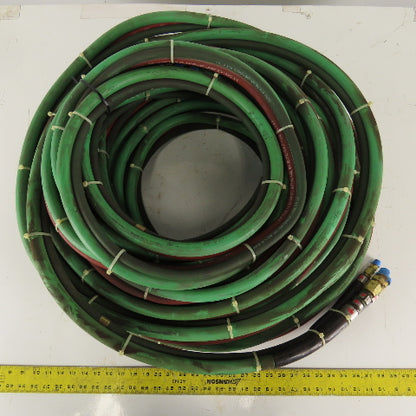 100' OXYGEN & ACETYLENE Hoses 3/8 Gas welding Hoses Cutting W/1/2 Scarffing Hose