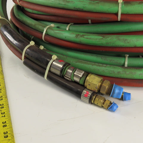 100' OXYGEN & ACETYLENE Hoses 3/8 Gas welding Hoses Cutting W/1/2 Scarffing Hose