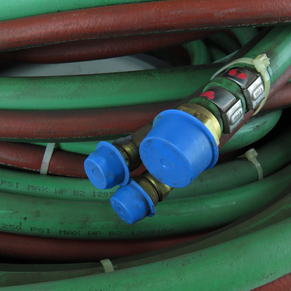 100' OXYGEN & ACETYLENE Hoses 3/8 Gas welding Hoses Cutting W/1/2 Scarffing Hose