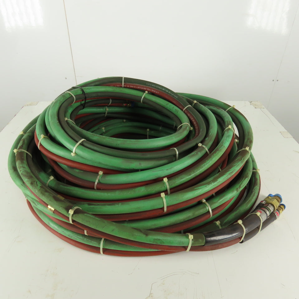 100' OXYGEN & ACETYLENE Hoses 3/8 Gas welding Hoses Cutting W/1/2 Scarffing Hose