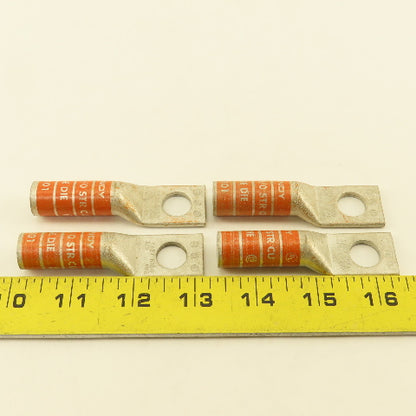 Burndy YA27 N150 3/8 Str Copper Compression Terminal Orange 1/2" Hole Lot Of 4