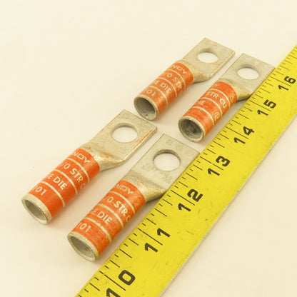 Burndy YA27 N150 3/8 Str Copper Compression Terminal Orange 1/2" Hole Lot Of 4