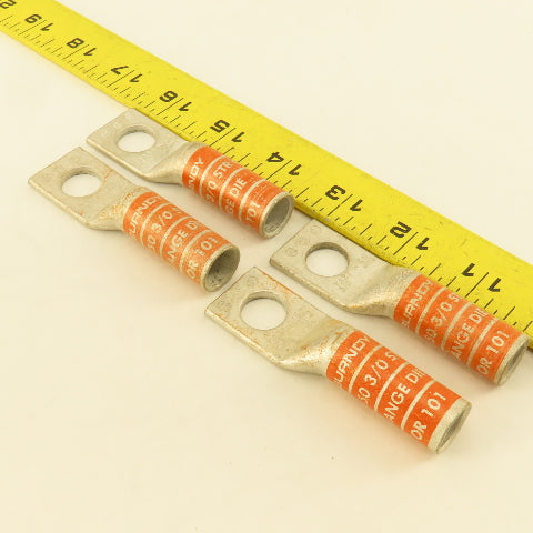 Burndy YA27 N150 3/8 Str Copper Compression Terminal Orange 1/2" Hole Lot Of 4