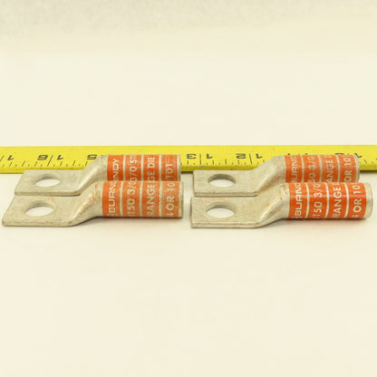 Burndy YA27 N150 3/8 Str Copper Compression Terminal Orange 1/2" Hole Lot Of 4