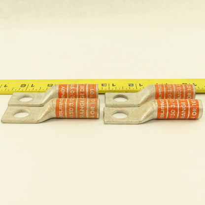 Burndy YA27 N150 3/8 Str Copper Compression Terminal Orange 1/2" Hole Lot Of 4