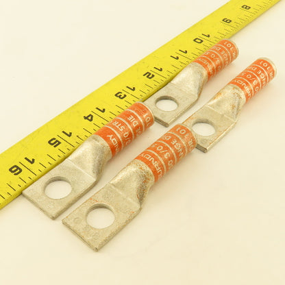 Burndy YA27 N150 3/8 Str Copper Compression Terminal Orange 1/2" Hole Lot Of 4