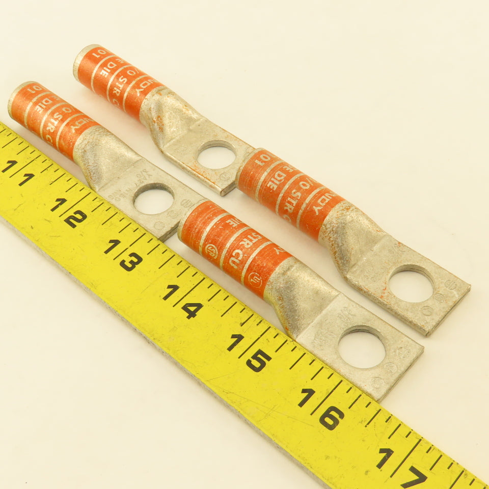 Burndy YA27 N150 3/8 Str Copper Compression Terminal Orange 1/2" Hole Lot Of 4