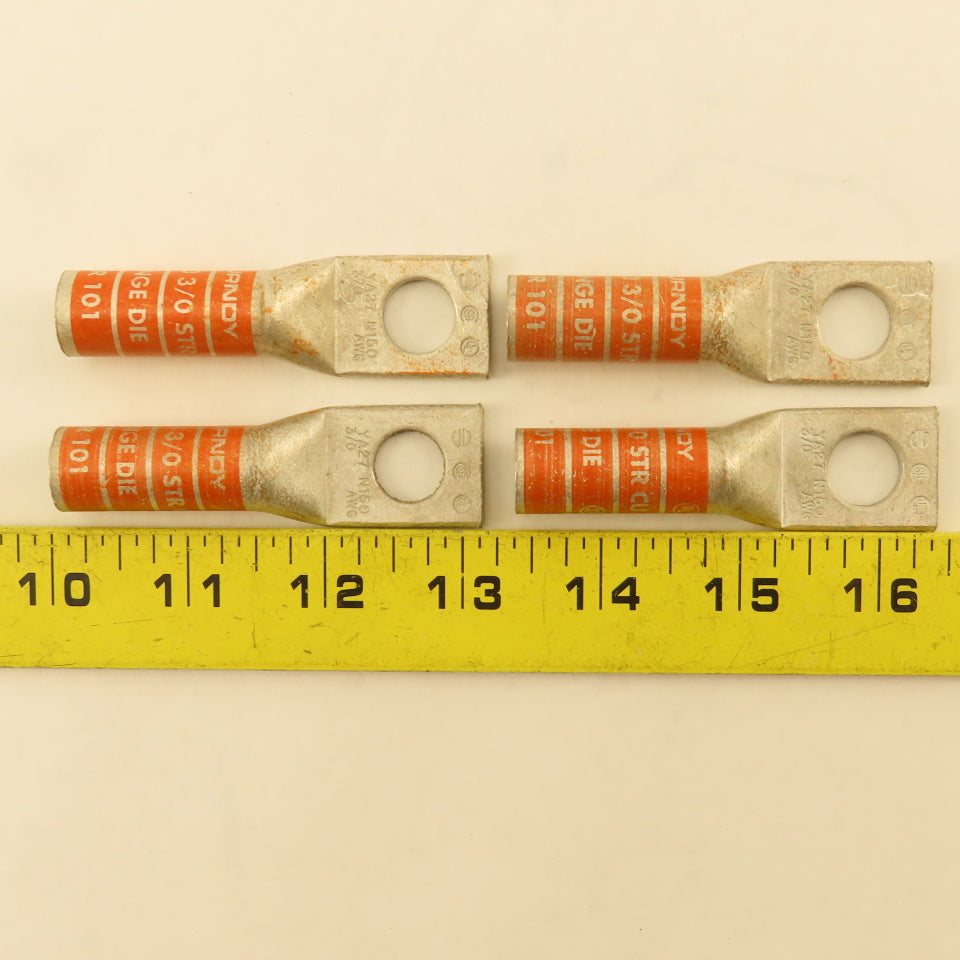 Burndy YA27 N150 3/8 Str Copper Compression Terminal Orange 1/2" Hole Lot Of 4