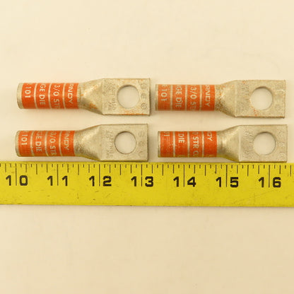 Burndy YA27 N150 3/8 Str Copper Compression Terminal Orange 1/2" Hole Lot Of 4