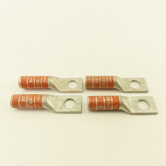 Burndy YA27 N150 3/8 Str Copper Compression Terminal Orange 1/2" Hole Lot Of 4
