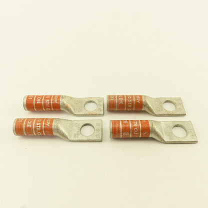 Burndy YA27 N150 3/8 Str Copper Compression Terminal Orange 1/2" Hole Lot Of 4