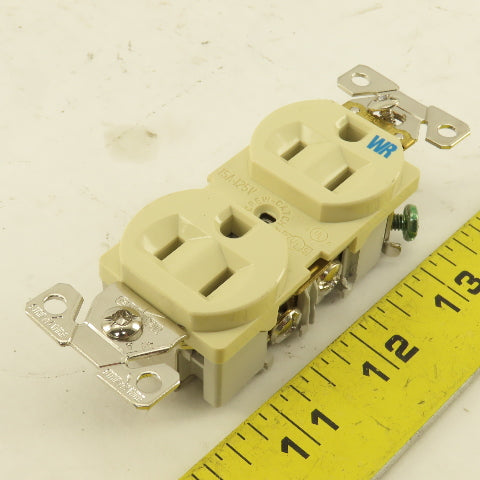 Cooper WRBR15V 15A 125V 3 Wire 2 Pole Commercial Grade Duplex Ivory Lot Of 9