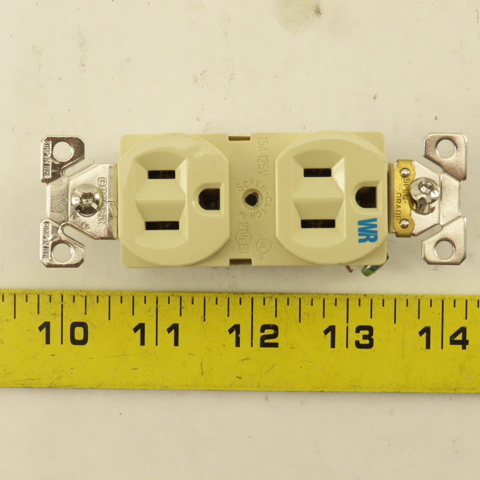 Cooper WRBR15V 15A 125V 3 Wire 2 Pole Commercial Grade Duplex Ivory Lot Of 9