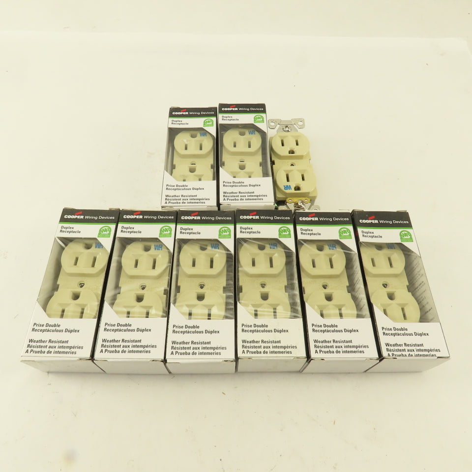 Cooper WRBR15V 15A 125V 3 Wire 2 Pole Commercial Grade Duplex Ivory Lot Of 9