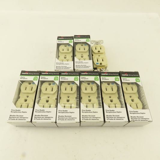 Cooper WRBR15V 15A 125V 3 Wire 2 Pole Commercial Grade Duplex Ivory Lot Of 9