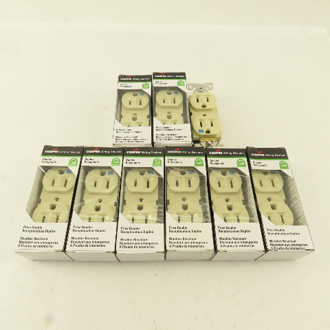Cooper WRBR15V 15A 125V 3 Wire 2 Pole Commercial Grade Duplex Ivory Lot Of 9