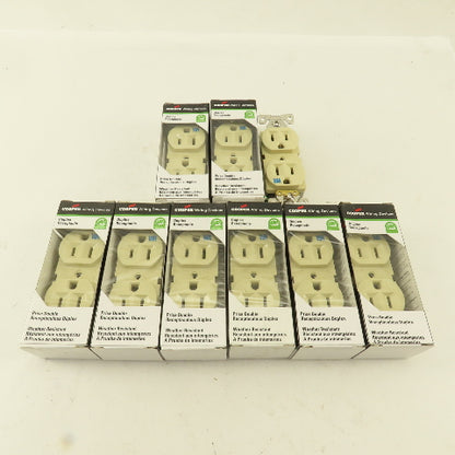 Cooper WRBR15V 15A 125V 3 Wire 2 Pole Commercial Grade Duplex Ivory Lot Of 9