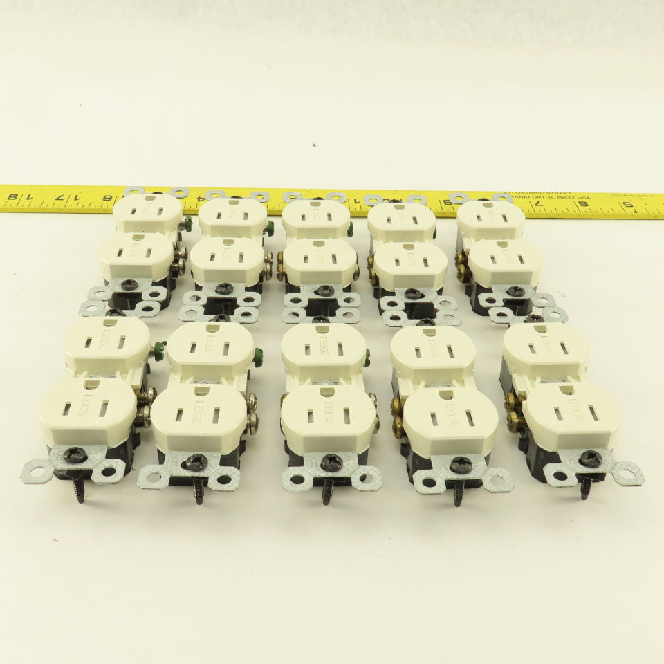 Pass Seymour 3232TRWR-LA 15A 125V 2 Pole Grounded Duplex Light Almond Lot Of 10