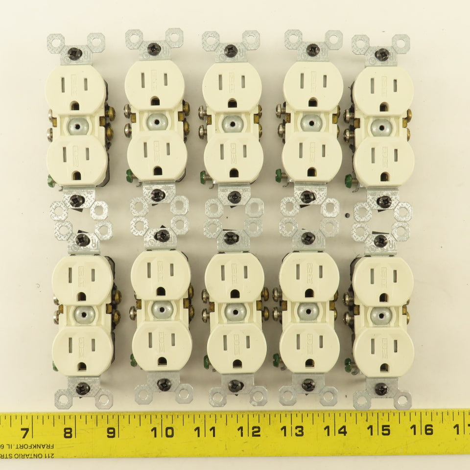 Pass Seymour 3232TRWR-LA 15A 125V 2 Pole Grounded Duplex Light Almond Lot Of 10
