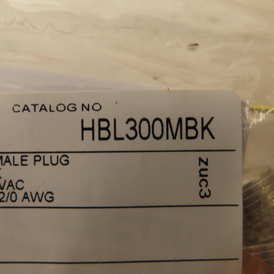 Hubbell HBL300MBK 600VAC 300A Single Pole Male Plug Black