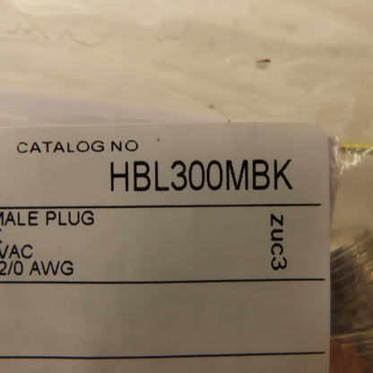 Hubbell HBL300MBK 600VAC 300A Single Pole Male Plug Black