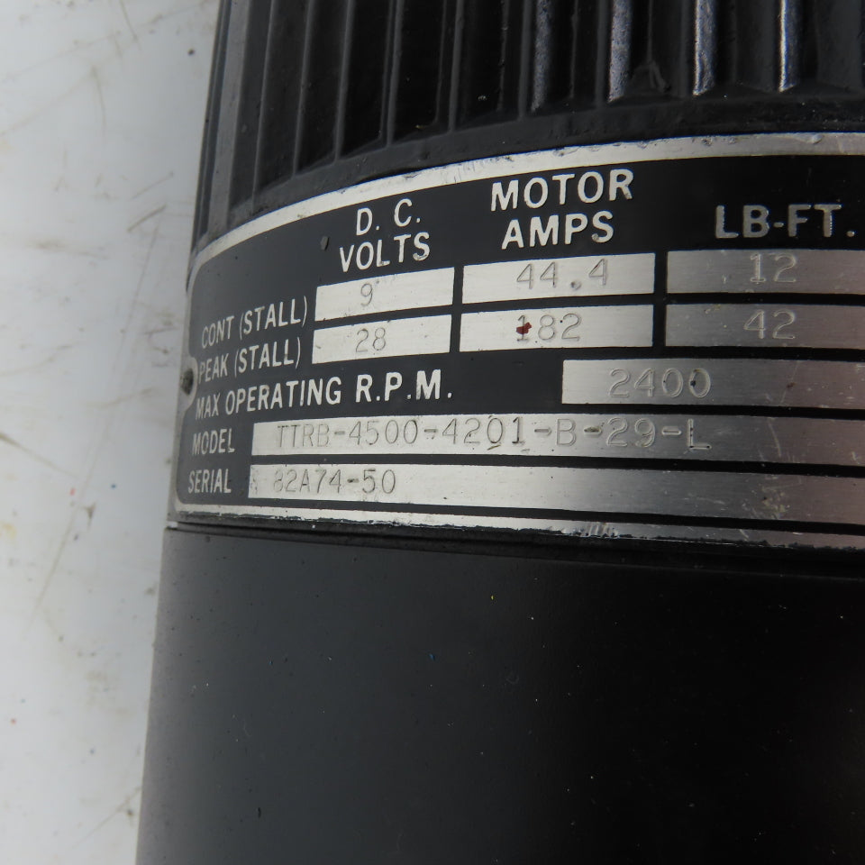 Inland TTRB-4500-4201-B-29-L DC Servo Motor 9/28VDC 2400RPM W/ Brake