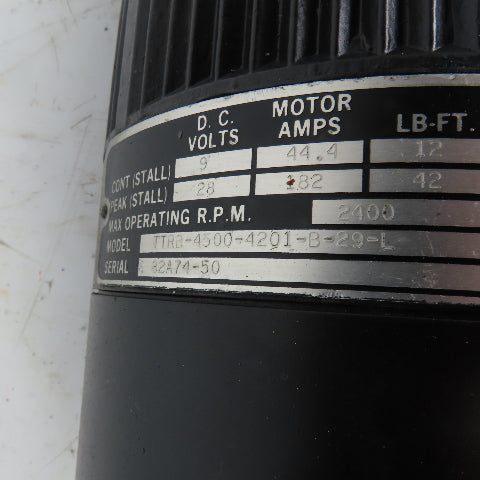 Inland TTRB-4500-4201-B-29-L DC Servo Motor 9/28VDC 2400RPM W/ Brake