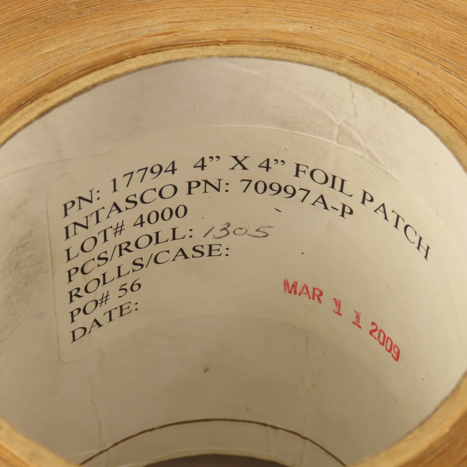 Intasco 70997A-P 4" x 4" Self Adhesive Foil Patch Roll