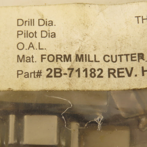 Wetmore 2B-71182 Hobbing Form Mill Cutters Set 1 Lot Of 4