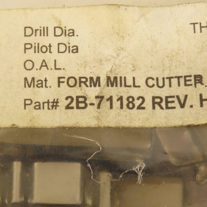 Wetmore 2B-71182 Hobbing Form Mill Cutters Set 1 Lot Of 4