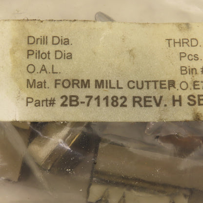 Wetmore 2B-71182 Hobbing Form Mill Cutters Set 2 Lot of 4