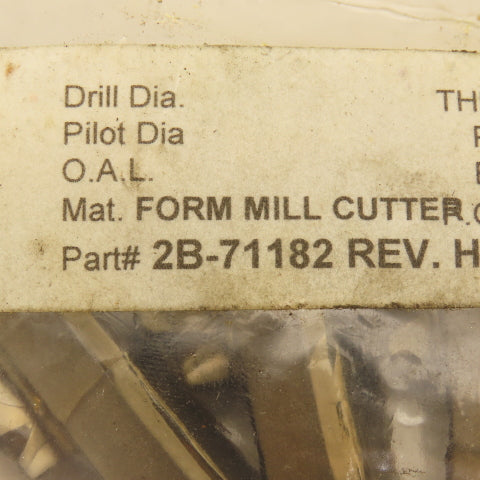Wetmore 2B-71182 Hobbing Form Mill Cutters Set 8 Lot of 4