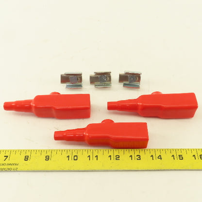 9687656 100A Power Feed Cable Terminal Clamp & Red Boot Lot Of 3