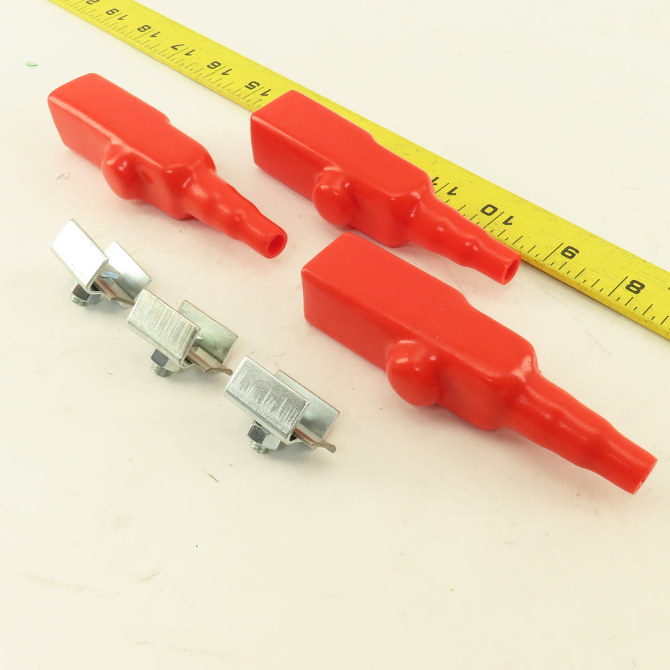 9687656 100A Power Feed Cable Terminal Clamp & Red Boot Lot Of 3