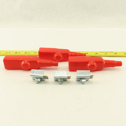 9687656 100A Power Feed Cable Terminal Clamp & Red Boot Lot Of 3
