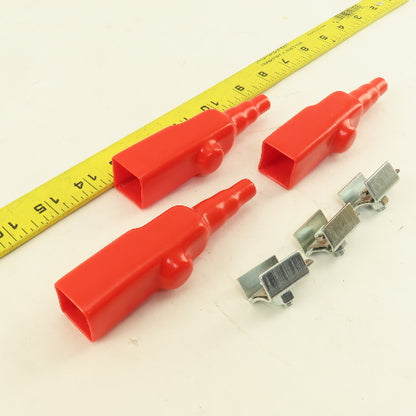 9687656 100A Power Feed Cable Terminal Clamp & Red Boot Lot Of 3