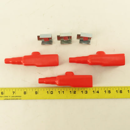 9687656 100A Power Feed Cable Terminal Clamp & Red Boot Lot Of 3