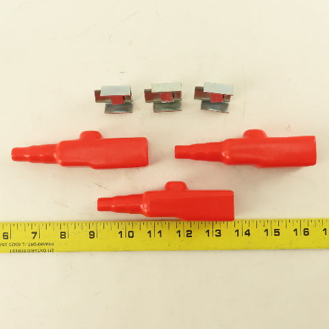 9687656 100A Power Feed Cable Terminal Clamp & Red Boot Lot Of 3