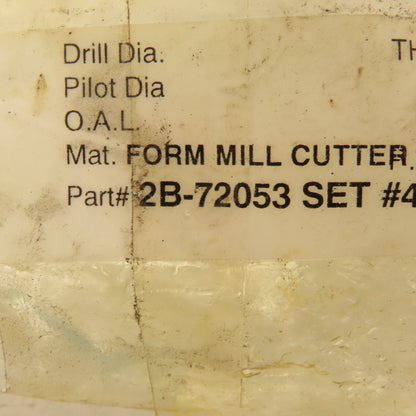 Wetmore 2B-72053 Hobbing Form Mill Cutters Set 4 Lot of 4