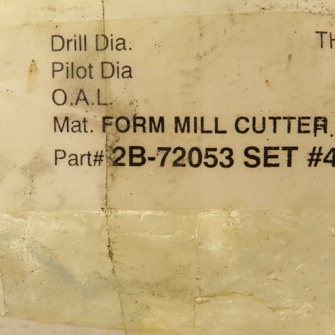 Wetmore 2B-72053 Hobbing Form Mill Cutters Set 4 Lot of 4