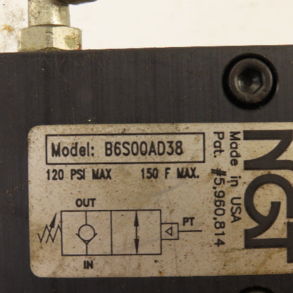 NGT B6S00AD38 3/8" NPT Swivel Pressure Operated PO Check Valve 120 PSI