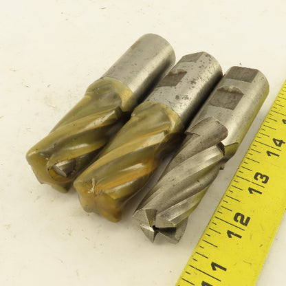 0.825" 4 Flute High Speed Steel End Mill 1-3/4" LOC 1" Shank 4" OAL Lot of 3