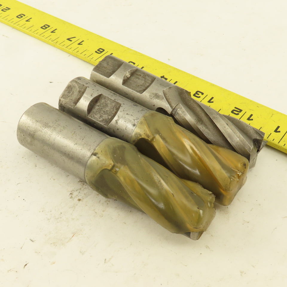 0.825" 4 Flute High Speed Steel End Mill 1-3/4" LOC 1" Shank 4" OAL Lot of 3