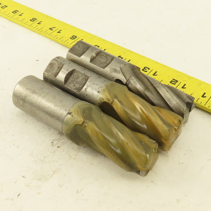 0.825" 4 Flute High Speed Steel End Mill 1-3/4" LOC 1" Shank 4" OAL Lot of 3