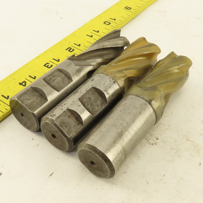 0.825" 4 Flute High Speed Steel End Mill 1-3/4" LOC 1" Shank 4" OAL Lot of 3