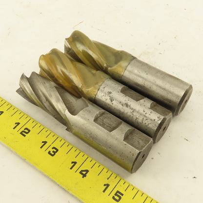 0.825" 4 Flute High Speed Steel End Mill 1-3/4" LOC 1" Shank 4" OAL Lot of 3