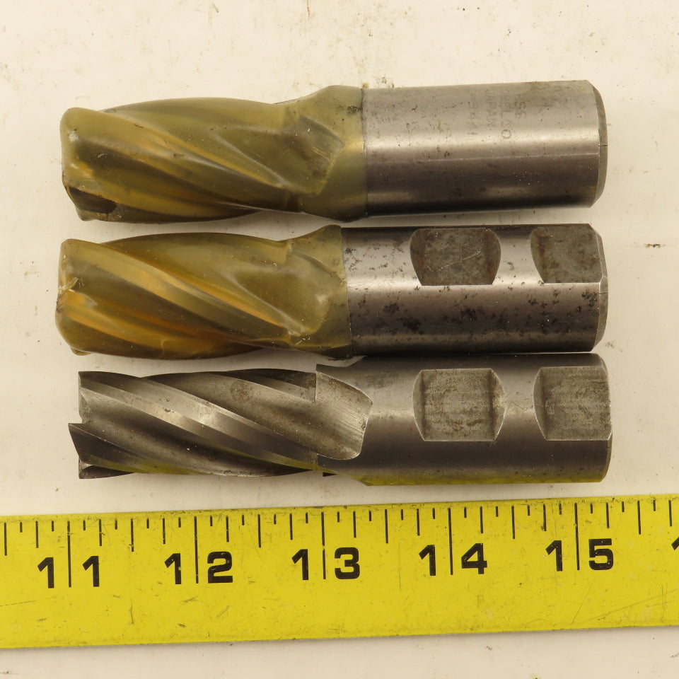 0.825" 4 Flute High Speed Steel End Mill 1-3/4" LOC 1" Shank 4" OAL Lot of 3