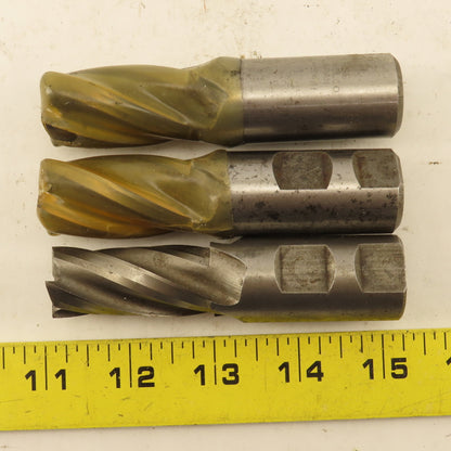 0.825" 4 Flute High Speed Steel End Mill 1-3/4" LOC 1" Shank 4" OAL Lot of 3