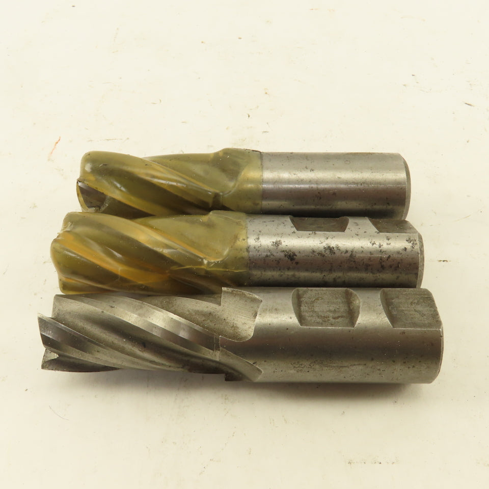 0.825" 4 Flute High Speed Steel End Mill 1-3/4" LOC 1" Shank 4" OAL Lot of 3